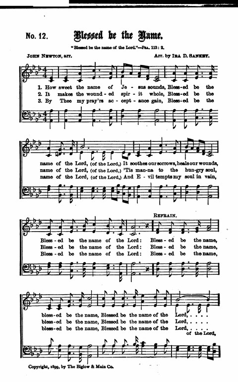 Gospel Tent Songs: Selected by F. H. Jacobs and I. Allan Sankey at the request of the Evangelistic Committee of Greater New York page 12