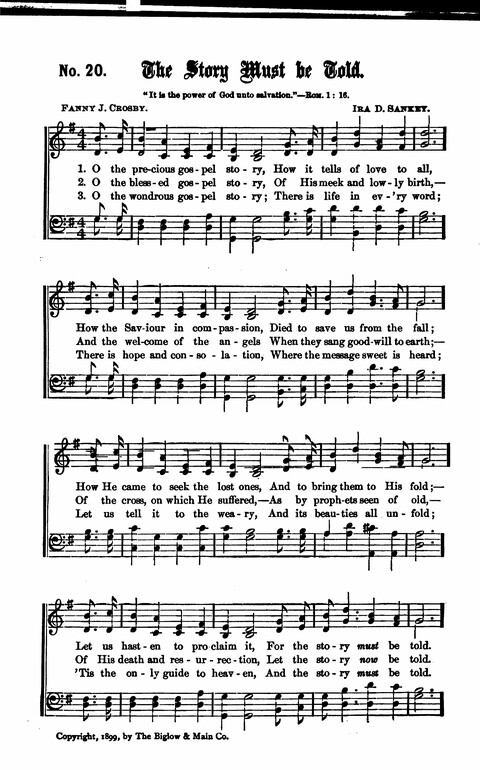 Gospel Tent Songs: Selected by F. H. Jacobs and I. Allan Sankey at the request of the Evangelistic Committee of Greater New York page 20