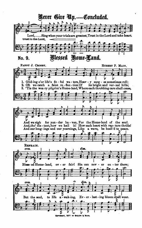 Gospel Tent Songs: Selected by F. H. Jacobs and I. Allan Sankey at the request of the Evangelistic Committee of Greater New York page 9