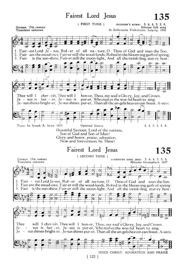 The Hymnbook 135A. Fairest Lord Jesus | Hymnary.org