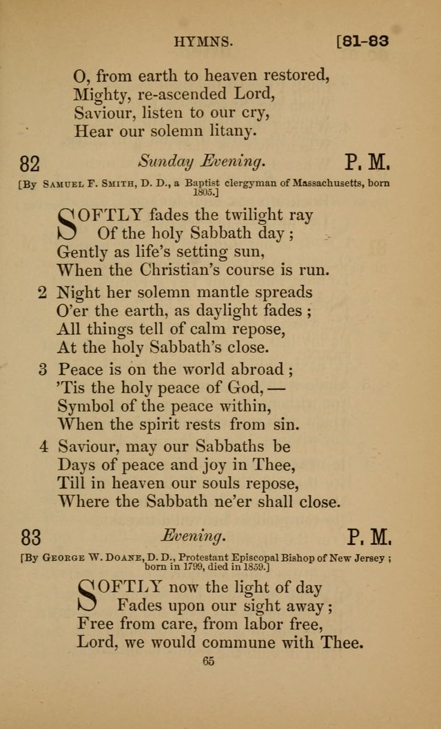 Hymns for All Christians page 65
