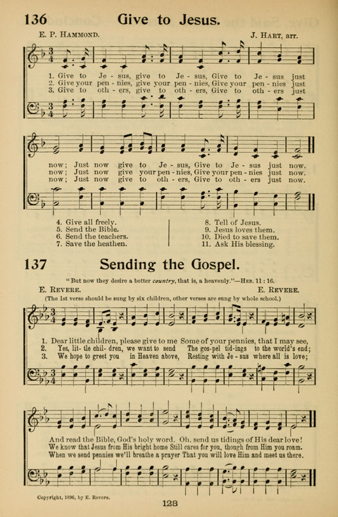 Hymnal for Primary Classes: a collection of hymns and tunes, recitations and exercises, being a manual for primary Sunday-schools (With Tunes)) page 128