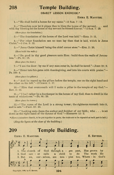 Hymnal for Primary Classes: a collection of hymns and tunes, recitations and exercises, being a manual for primary Sunday-schools (With Tunes)) page 196