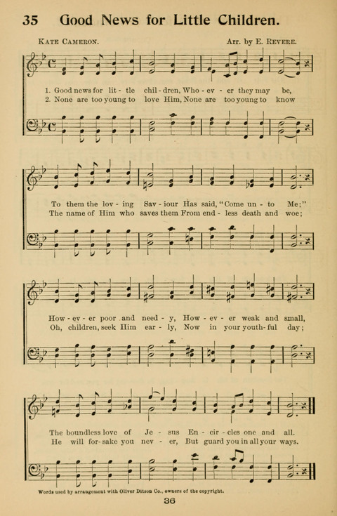 Hymnal for Primary Classes: a collection of hymns and tunes, recitations and exercises, being a manual for primary Sunday-schools (With Tunes)) page 36