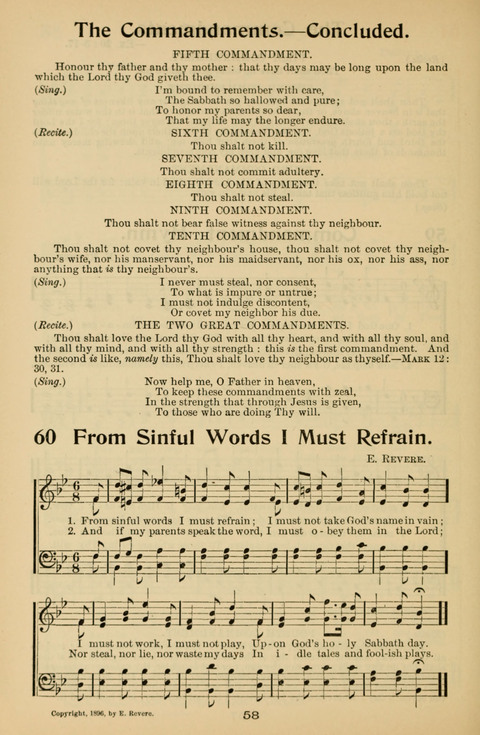Hymnal for Primary Classes: a collection of hymns and tunes, recitations and exercises, being a manual for primary Sunday-schools (With Tunes)) page 58