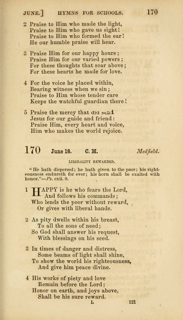 Hymns for Schools: with appropriate selections from scripture and tunes suited to the metres of the hymns (3rd ed.) page 121