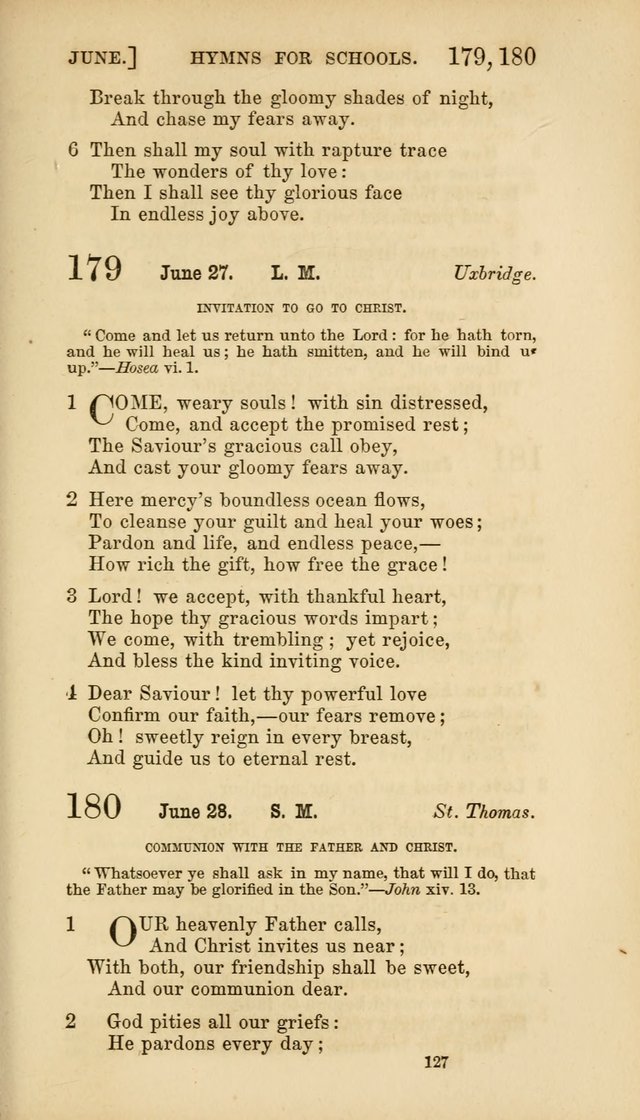 Hymns for Schools: with appropriate selections from scripture and tunes suited to the metres of the hymns (3rd ed.) page 127