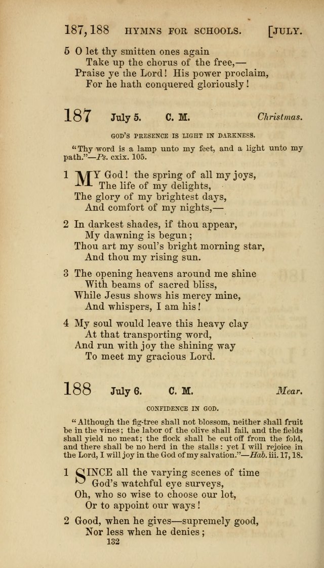 Hymns for Schools: with appropriate selections from scripture and tunes suited to the metres of the hymns (3rd ed.) page 132