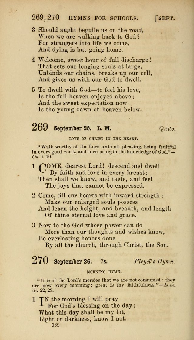 Hymns for Schools: with appropriate selections from scripture and tunes suited to the metres of the hymns (3rd ed.) page 182