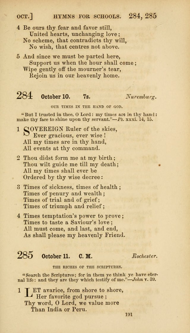 Hymns for Schools: with appropriate selections from scripture and tunes suited to the metres of the hymns (3rd ed.) page 191