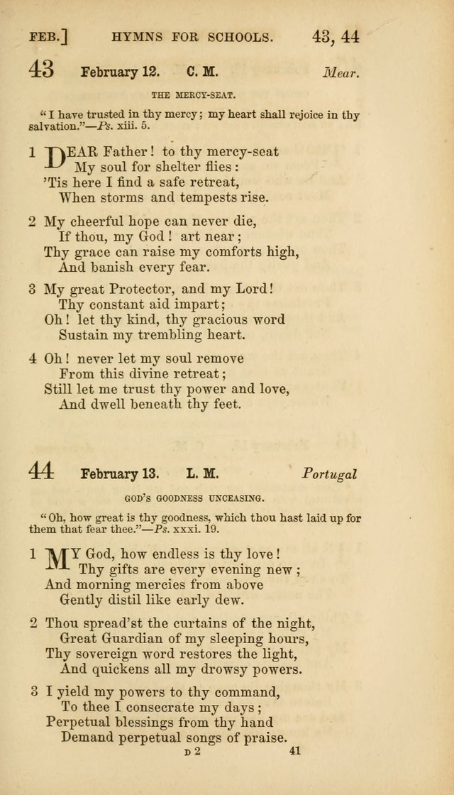 Hymns for Schools: with appropriate selections from scripture and tunes suited to the metres of the hymns (3rd ed.) page 41