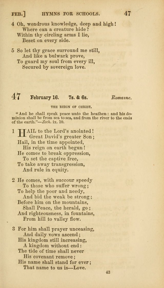 Hymns for Schools: with appropriate selections from scripture and tunes suited to the metres of the hymns (3rd ed.) page 43