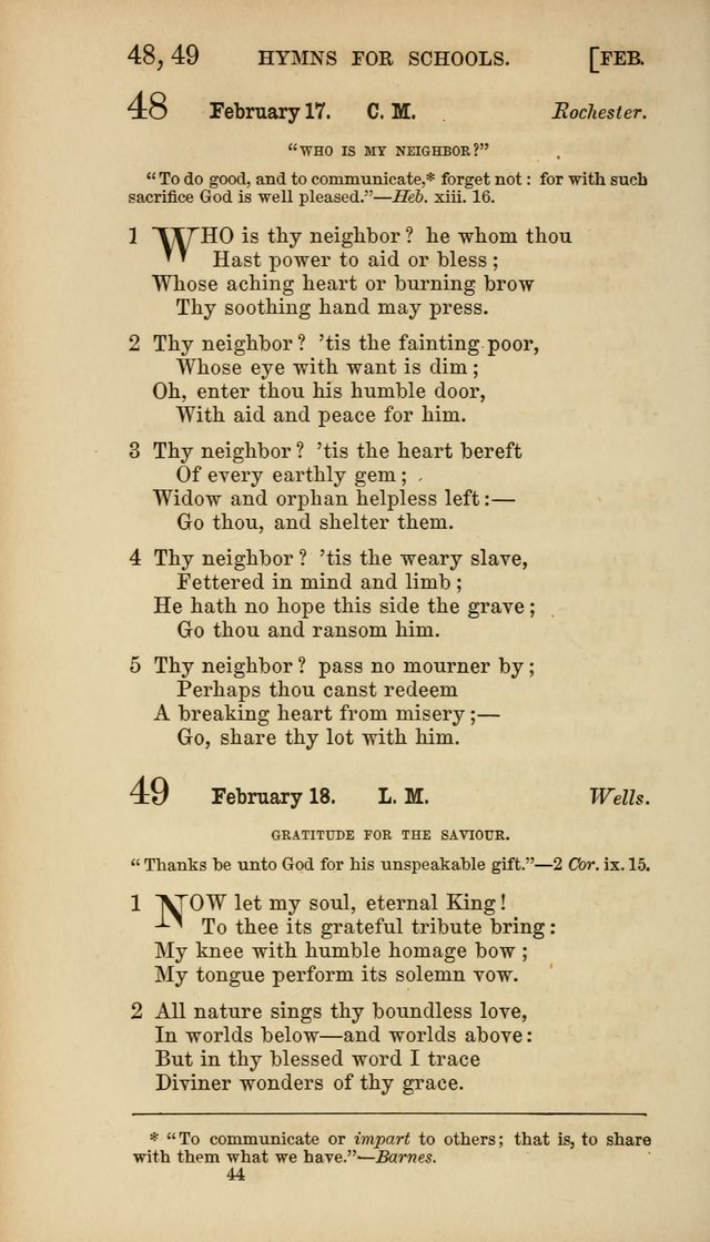 Hymns for Schools: with appropriate selections from scripture and tunes suited to the metres of the hymns (3rd ed.) page 44