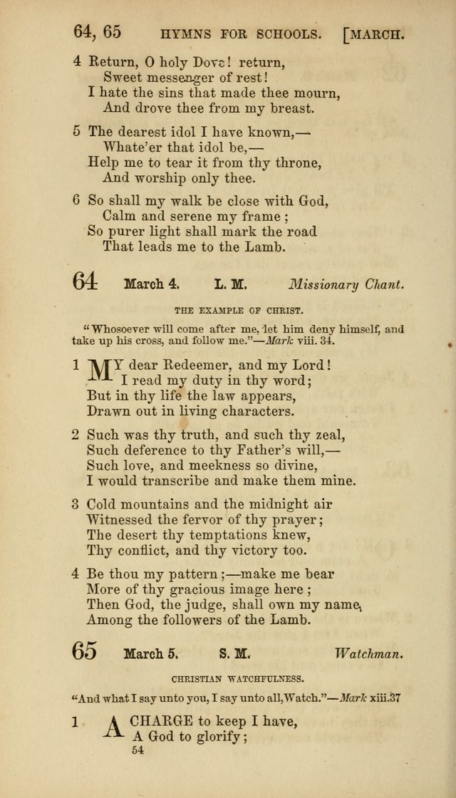 Hymns for Schools: with appropriate selections from scripture and tunes suited to the metres of the hymns (3rd ed.) page 54