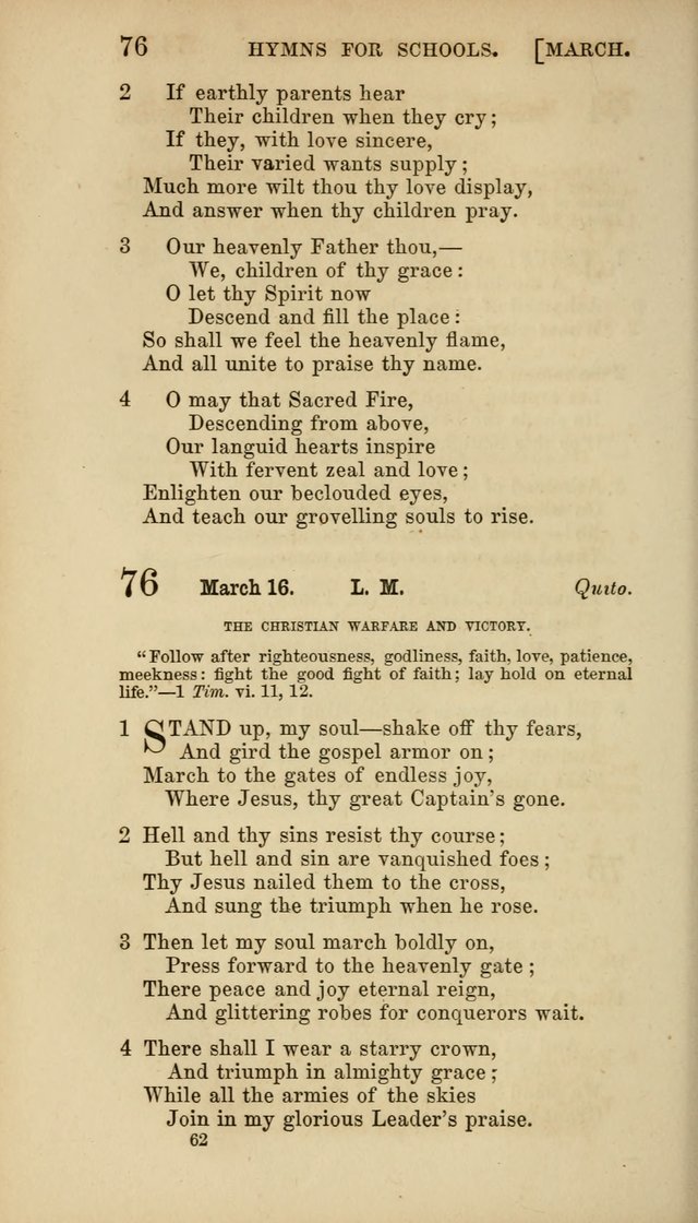 Hymns for Schools: with appropriate selections from scripture and tunes suited to the metres of the hymns (3rd ed.) page 62