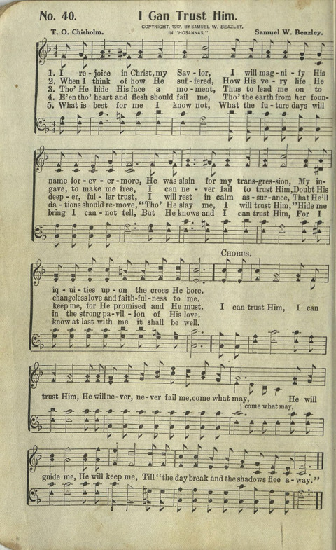 Hosannas: for Sunday Schools, conventions, etc., and generatl use in Christian work and worship page 40