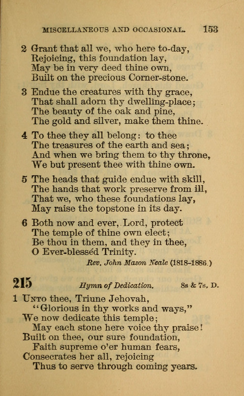 Hymns of the Ages: for Public and Social Worship, Approved and Recommended ... by the General Assembly of the Presbyterian Church in the U.S. (Second ed.) page 153