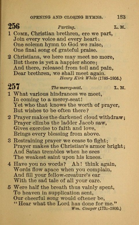 Hymns of the Ages: for Public and Social Worship, Approved and Recommended ... by the General Assembly of the Presbyterian Church in the U.S. (Second ed.) page 183