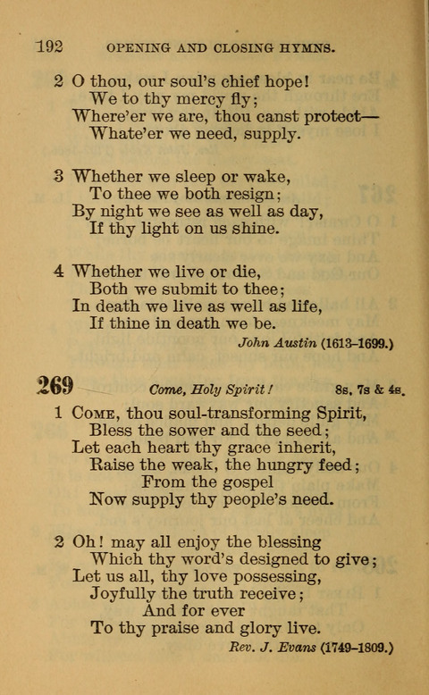 Hymns of the Ages: for Public and Social Worship, Approved and Recommended ... by the General Assembly of the Presbyterian Church in the U.S. (Second ed.) page 192