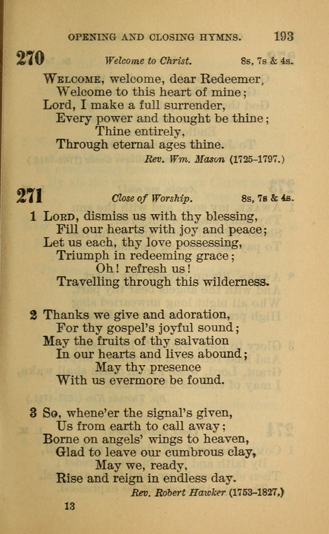 Hymns of the Ages: for Public and Social Worship, Approved and Recommended ... by the General Assembly of the Presbyterian Church in the U.S. (Second ed.) page 193
