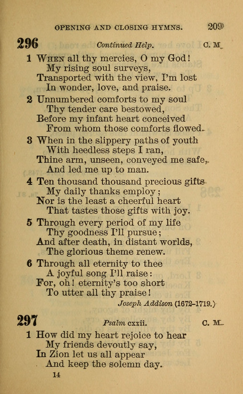 Hymns of the Ages: for Public and Social Worship, Approved and Recommended ... by the General Assembly of the Presbyterian Church in the U.S. (Second ed.) page 209
