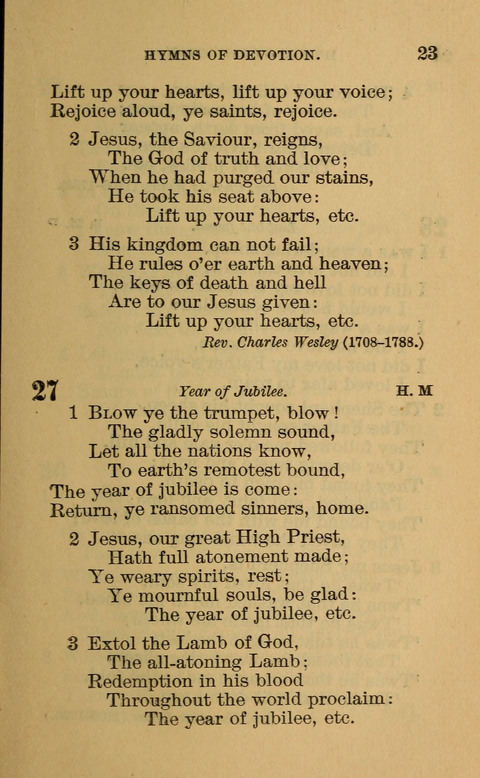 Hymns of the Ages: for Public and Social Worship, Approved and Recommended ... by the General Assembly of the Presbyterian Church in the U.S. (Second ed.) page 23