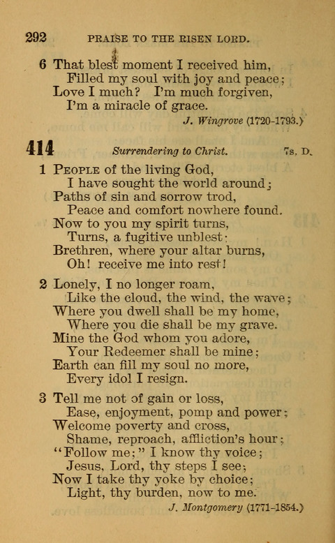 Hymns of the Ages: for Public and Social Worship, Approved and Recommended ... by the General Assembly of the Presbyterian Church in the U.S. (Second ed.) page 292
