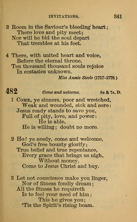 Hymns of the Ages: for Public and Social Worship, Approved and Recommended ... by the General Assembly of the Presbyterian Church in the U.S. (Second ed.) page 341