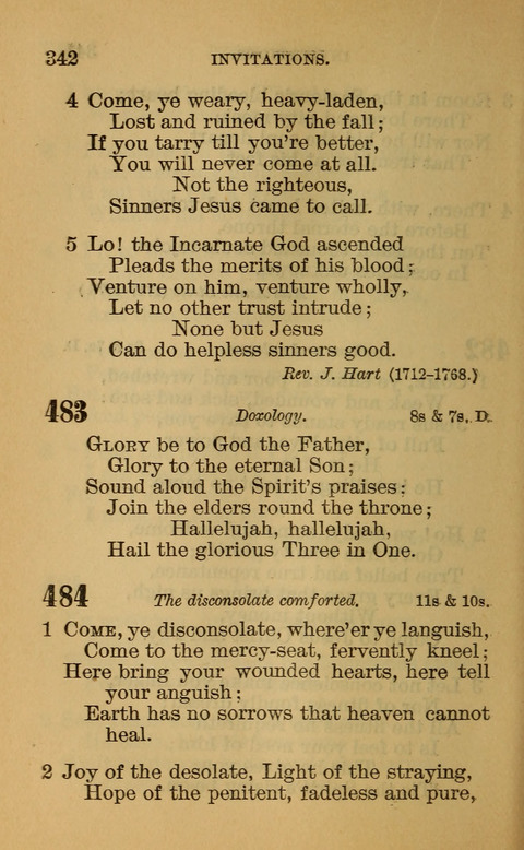 Hymns of the Ages: for Public and Social Worship, Approved and Recommended ... by the General Assembly of the Presbyterian Church in the U.S. (Second ed.) page 342