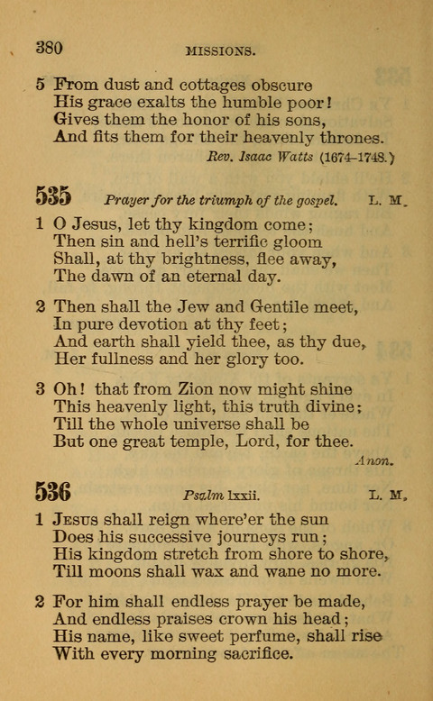 Hymns of the Ages: for Public and Social Worship, Approved and Recommended ... by the General Assembly of the Presbyterian Church in the U.S. (Second ed.) page 380