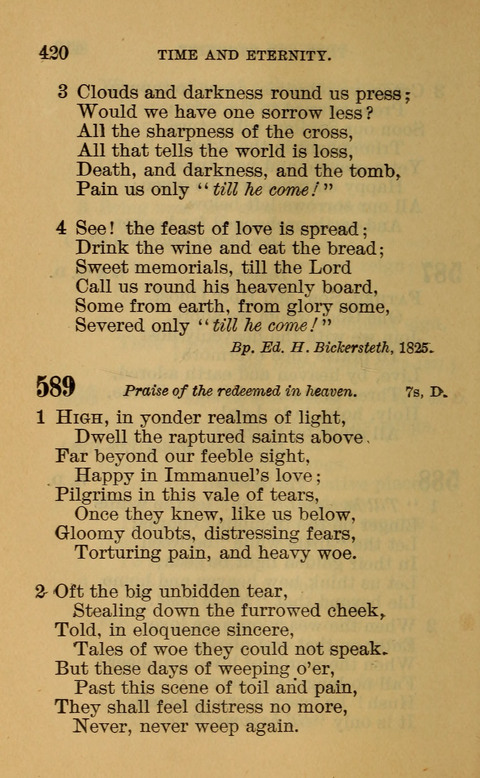 Hymns of the Ages: for Public and Social Worship, Approved and Recommended ... by the General Assembly of the Presbyterian Church in the U.S. (Second ed.) page 420