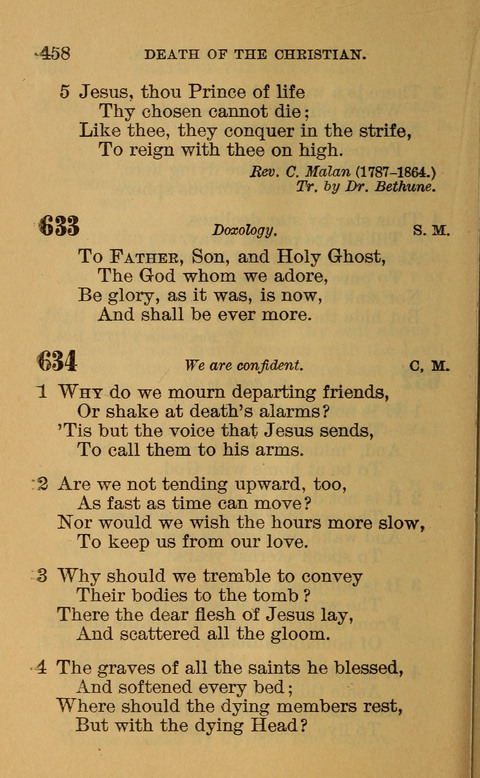 Hymns of the Ages: for Public and Social Worship, Approved and Recommended ... by the General Assembly of the Presbyterian Church in the U.S. (Second ed.) page 458