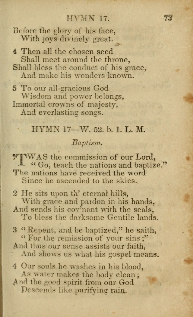 Hymns and Spiritual Songs, Original and Selected, for the Use of Christians. (5th ed.) page 73
