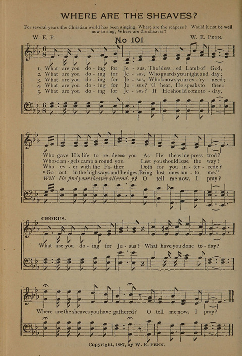 Harvest Bells Nos. 1, 2 and 3: Is filled with new and beautiful songs, suitable for churches, Sunday-schools, revivals and all religious meetings page 100