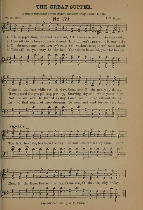 Harvest Bells Nos. 1, 2 and 3: Is filled with new and beautiful songs, suitable for churches, Sunday-schools, revivals and all religious meetings page 169