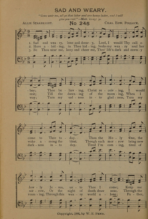 Harvest Bells Nos. 1, 2 and 3: Is filled with new and beautiful songs, suitable for churches, Sunday-schools, revivals and all religious meetings page 240