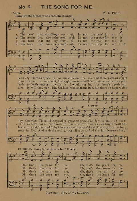 Harvest Bells Nos. 1, 2 and 3: Is filled with new and beautiful songs, suitable for churches, Sunday-schools, revivals and all religious meetings page 4