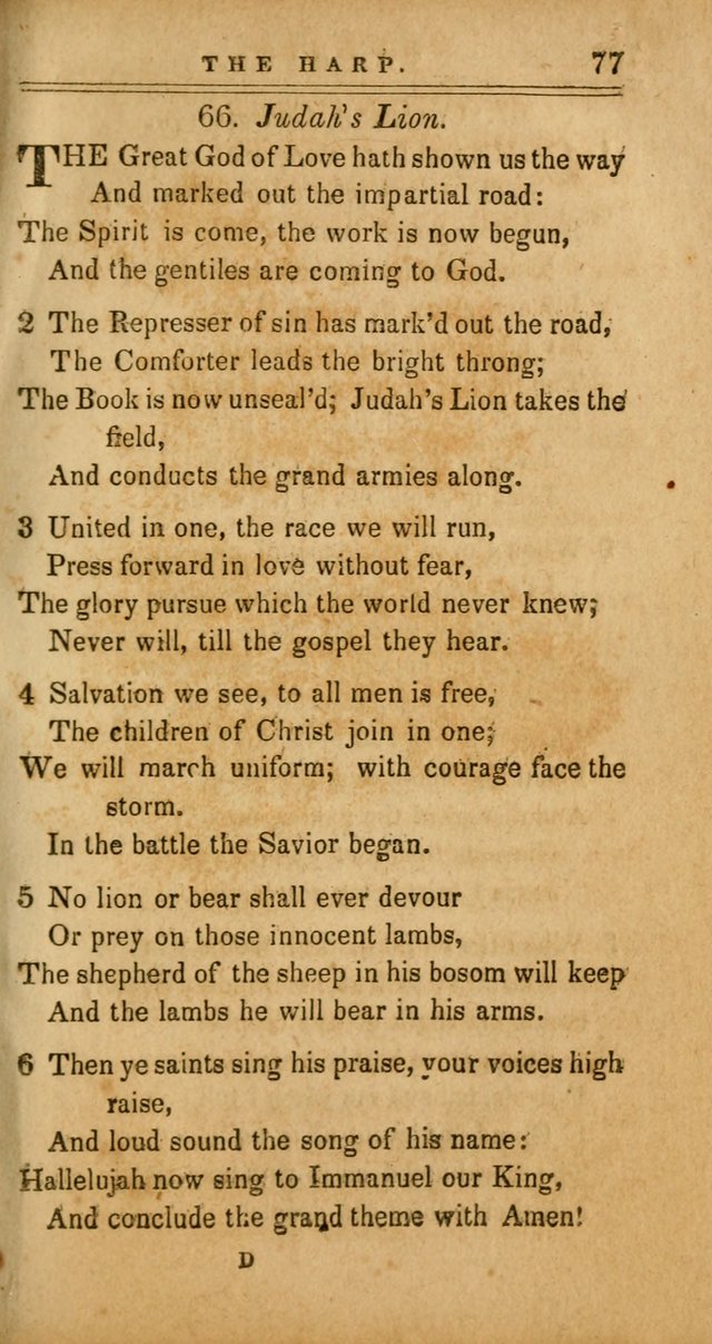The Harp: being a collection of hymns and spiritual songs, adapted to all purposes of social and religious worship page 77