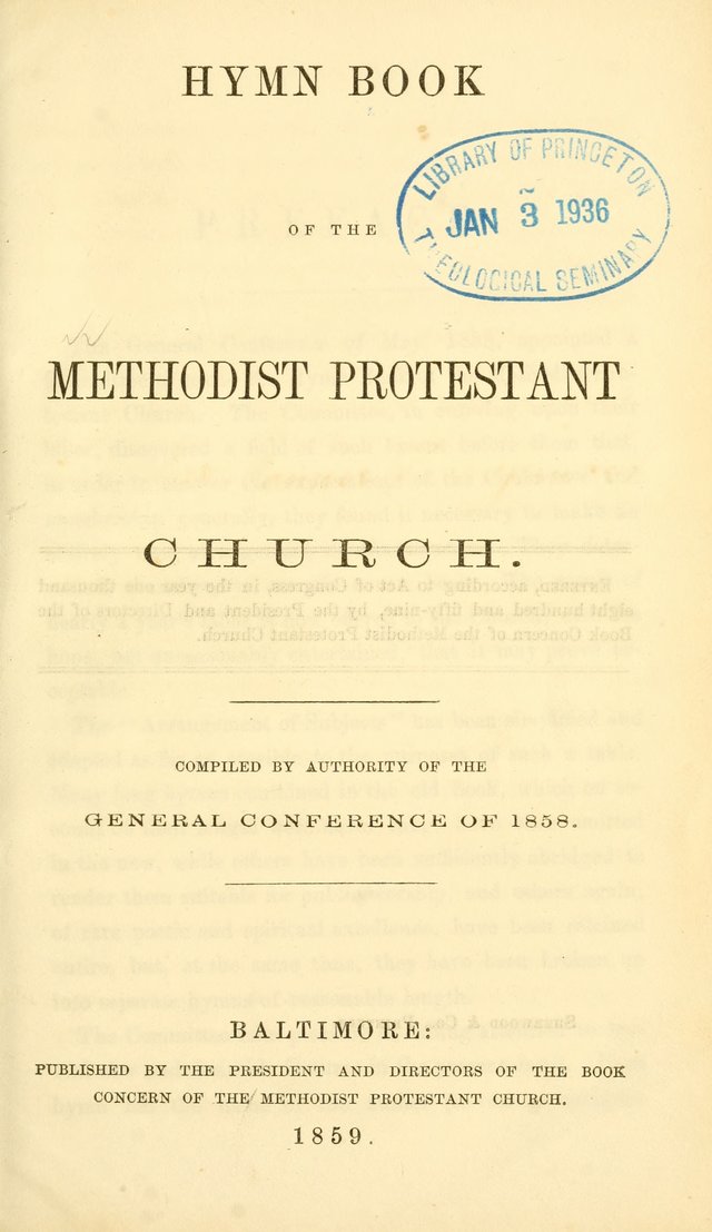 Hymn Book of the Methodist Protestant Church page 8