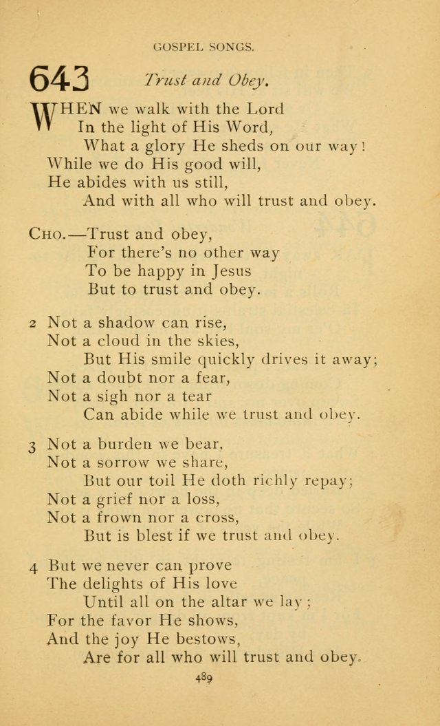 Hymn Book of the United Evangelical Church page 489