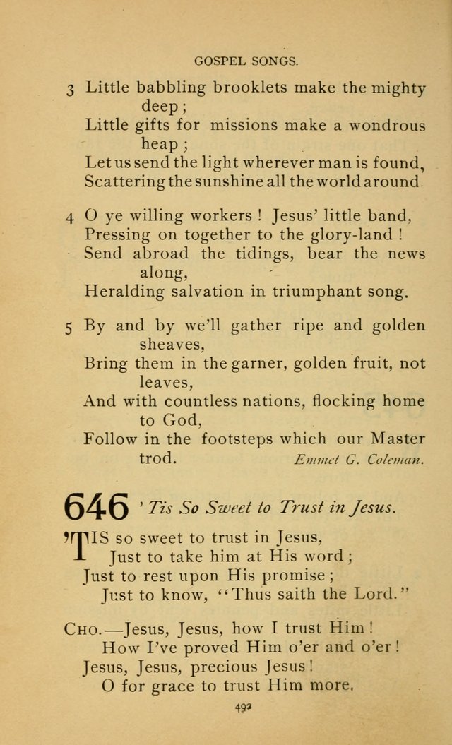 Hymn Book of the United Evangelical Church page 492