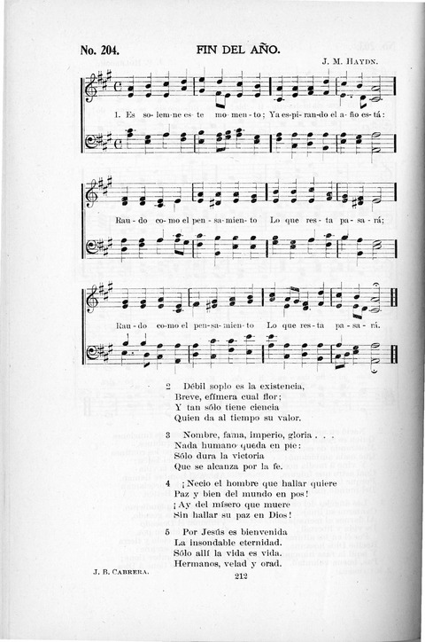 Himnario Cristiano para uso de las Iglesias Evangélicas page 212