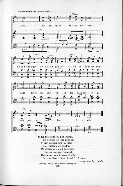 Himnario Cristiano para uso de las Iglesias Evangélicas page 215