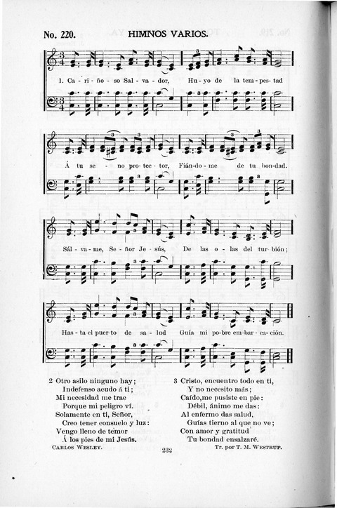 Himnario Cristiano para uso de las Iglesias Evangélicas page 232