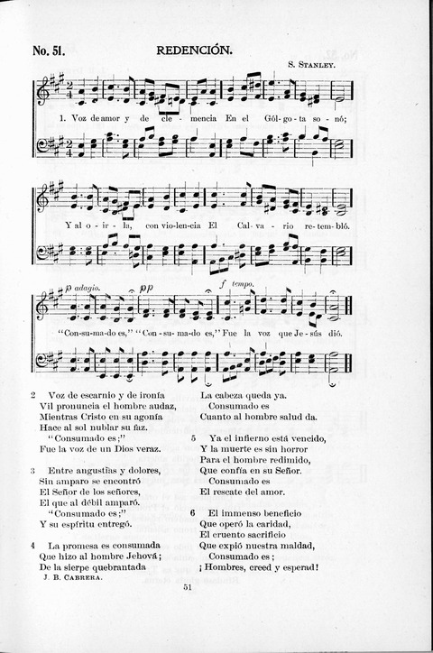 Himnario Cristiano para uso de las Iglesias Evangélicas page 51