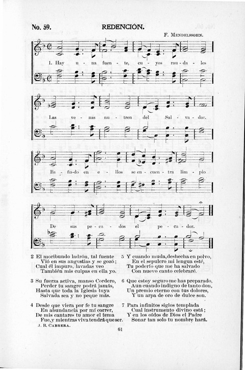 Himnario Cristiano para uso de las Iglesias Evangélicas page 61