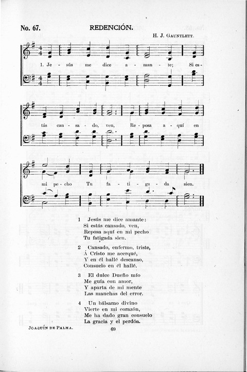 Himnario Cristiano para uso de las Iglesias Evangélicas page 69