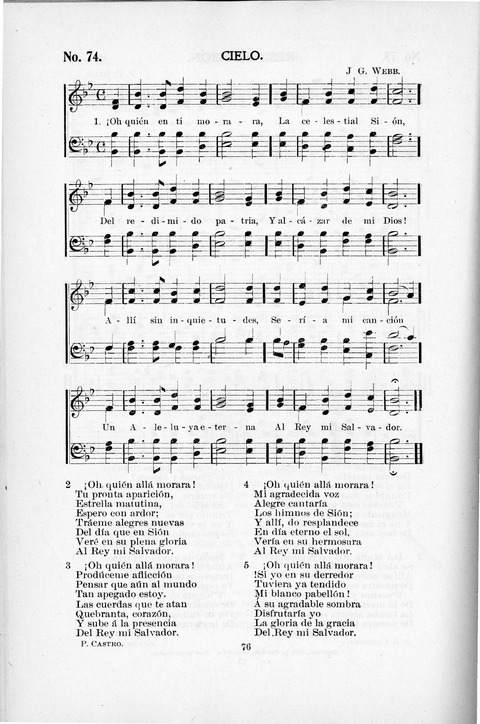 Himnario Cristiano para uso de las Iglesias Evangélicas page 76