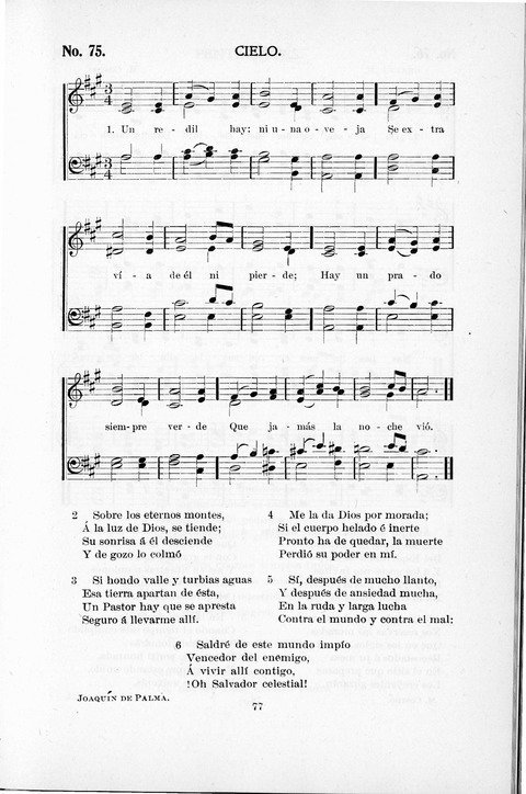 Himnario Cristiano para uso de las Iglesias Evangélicas page 77
