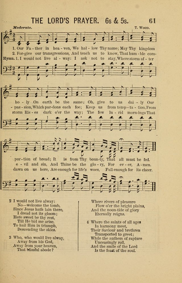 The Heavenly Choir: a collection of hymns and tunes for all occasions of worship, congregational, church, prayer, praise, choir, Sunday school, and social meeings page 61